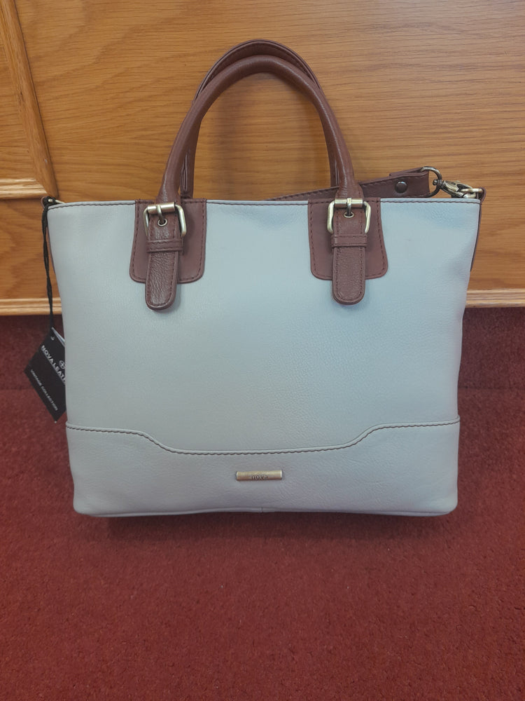 Nova Leather Handbag Dove Grey & Tan 8124