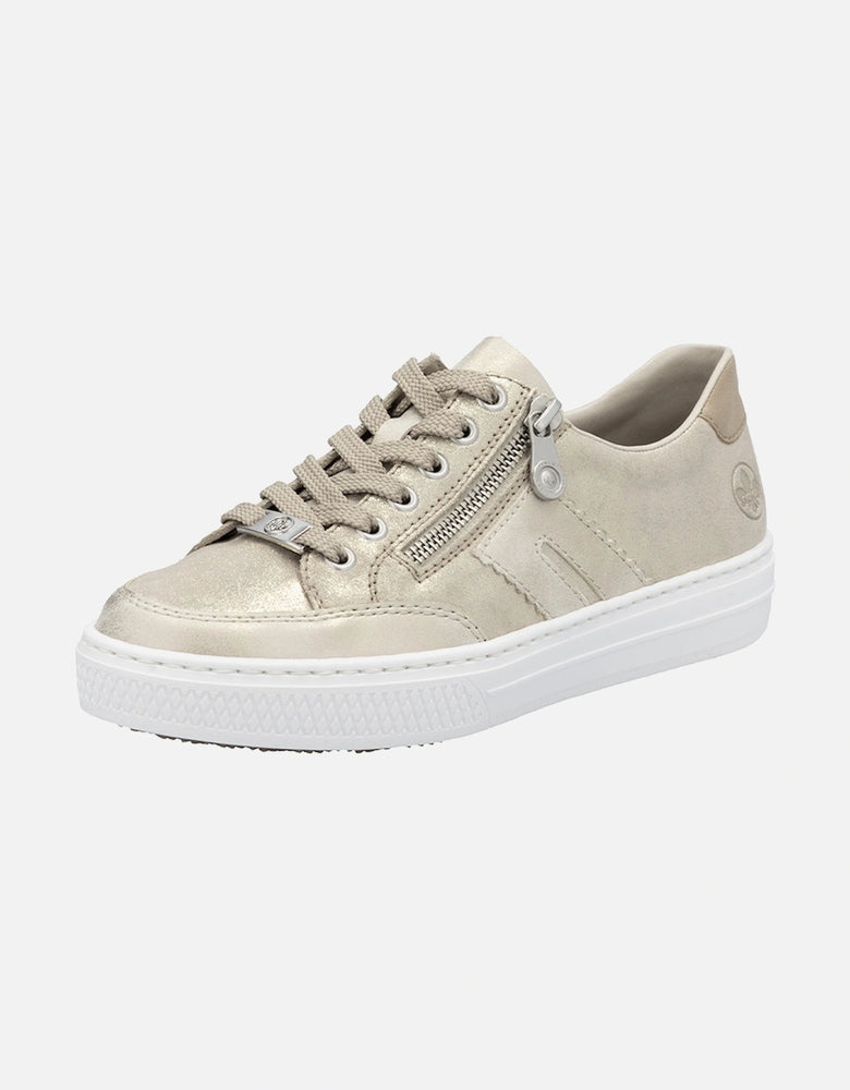 Rieker Gold Beige Metallic Trainer Shoe