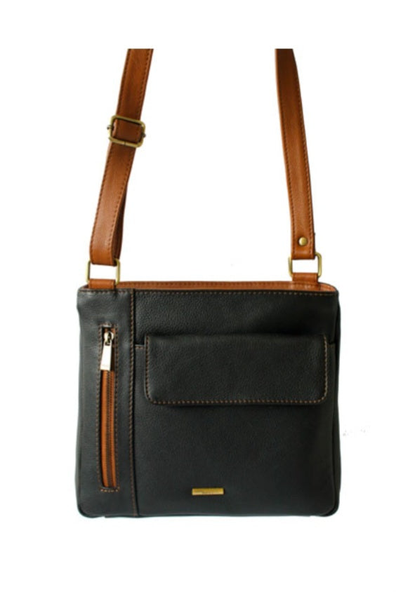 Nova Leather Handbag Black & Tan 899S